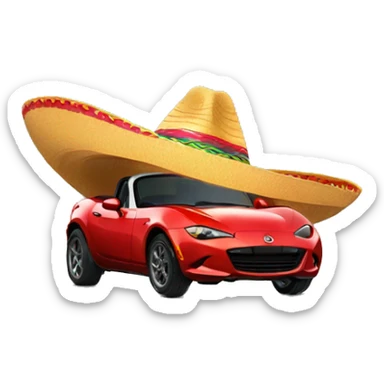 Miata doing something funny with a sombrero  sticker