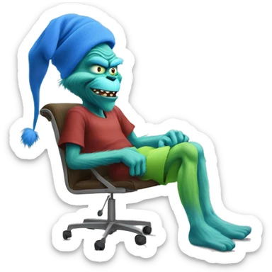 blue grinch saying “that feeling when knee surgery is tommorow” sticker