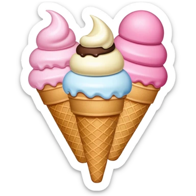 3 scoops of icecream - bottom two scoops are vanilla and top is pink sticker
