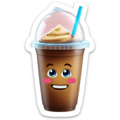 Cold coffee with ice cubes In a plastic cup With a dome-shaped cover 450 ml sticker