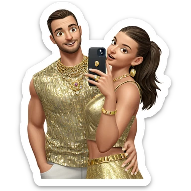 selfie of couple with jewelry sticker