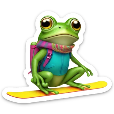 Frog on skis sticker