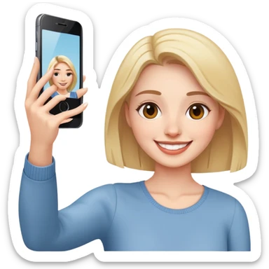 smiling woman taking a selfie sticker
