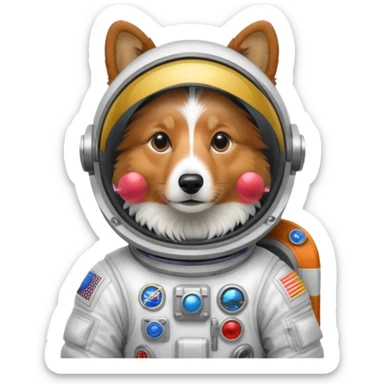 realistic shetland sheepdog tricolor in a space suit without flags sticker