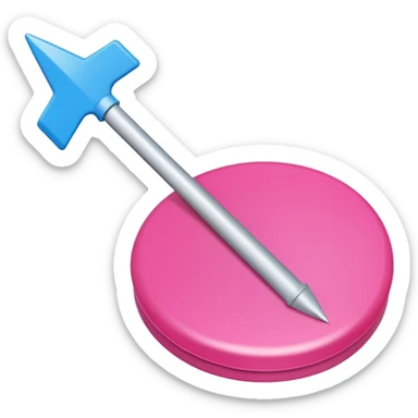 fleche directionelle blanche tres simple  sur fond de couleur rose sur un bouton   sticker