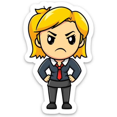 angry blonde female teacher full body without glasses, very blonde hair sticker