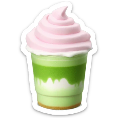 matcha latte with pink whipped cream on top sticker