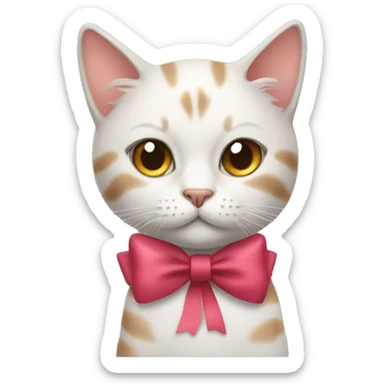 cat with a bow on sticker