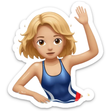 girl swimming laps sticker