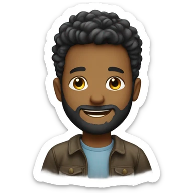 smiling boys with beard and hair sticker