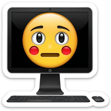 make a computer screen with a error emoji no face like a glitch sticker