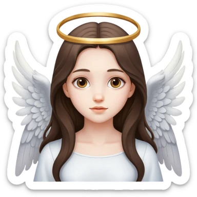 beautiful pale brunette girl with long hair with angel wings sticker