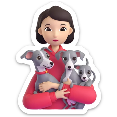 Chinese girl holding all grey Italian greyhound sticker