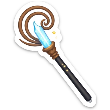 Wand – Wooden stick with glowing tip, sparkles of magic around it sticker