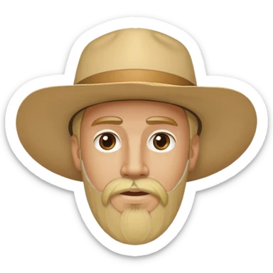 Man with blonde Goatee beard and flat brim hat sticker