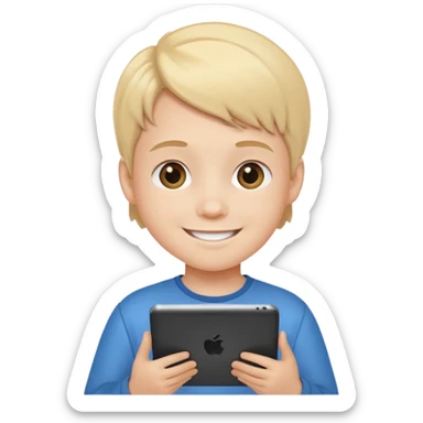 a kid is holding a Tablet  sticker