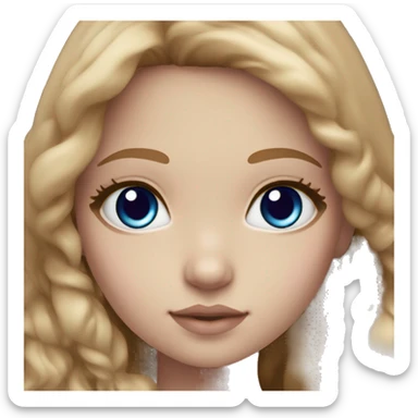 ocean blue doll eyes, light brown hair, feminine, violet, girl, angelic sticker