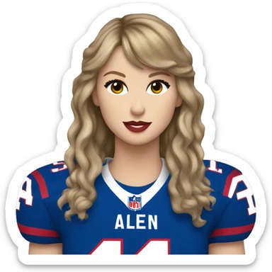 Taylor swift with a josh Allen jersey on sticker