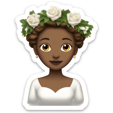 brown haired women with white gown with sleeves and spuce wreath crown with white candles sticker