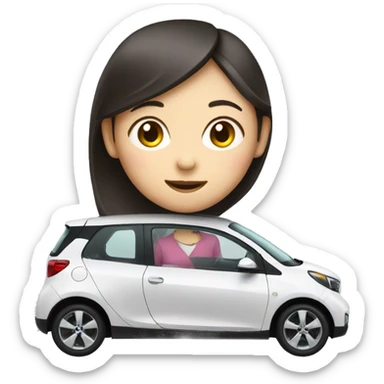 Electric Car with chinese girl in it sticker