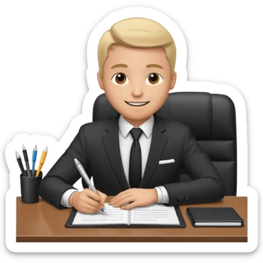 un recruteur à son bureau en face d'un candidat sticker