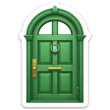 A simple green door emoji with a window and a knocker sticker