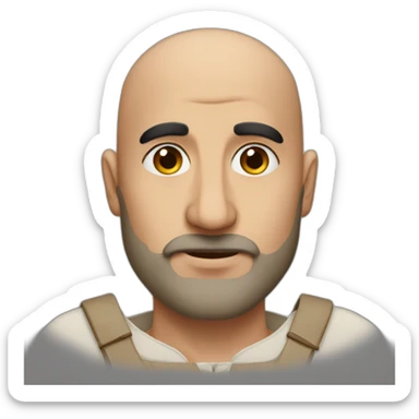 Armenian man bald with round face and very big bard sticker