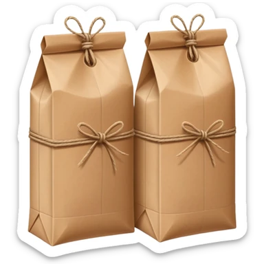 Three identical sealed packets or packages in a row sticker