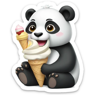 Panda eating ice cream sticker