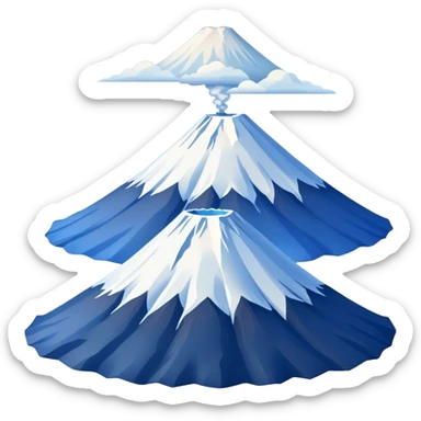 Mount Fuji with muted blue and white colors, not bright sticker