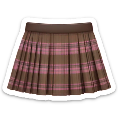Brown and pink tartan pleated mini skirt, isolated sticker