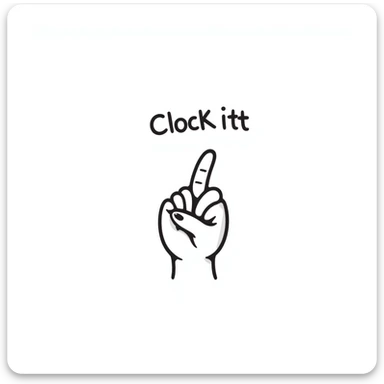 pinching hand emoji with the phrase 'clock ittt', doodle style, playful text sticker