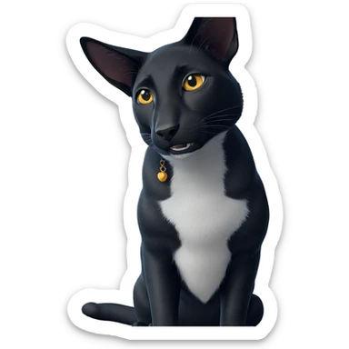 curious black cat by window sticker