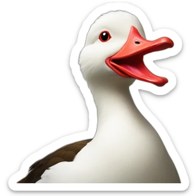 Muscovy Duck with a red face sticker