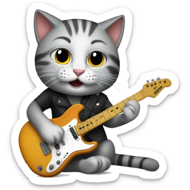 Cat jamming to hard rock music  sticker