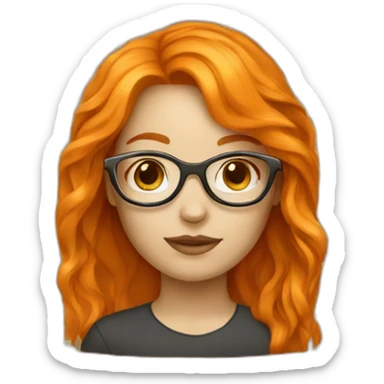 girl with orange hair white skin golden glasses sticker