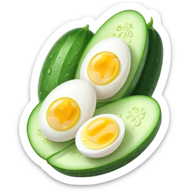 A cucumber with two eggs sticker