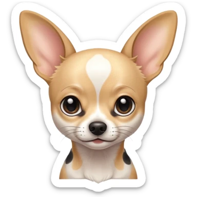 Chihuahua blanco con machas negras. Super delagado y con grandes orejas  sticker