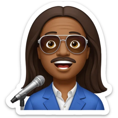 Stevie Wonder with dark brown long hair sticker