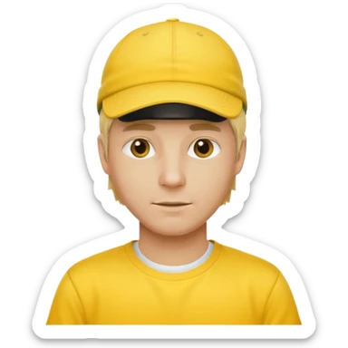 yellow tennis hat and yellow tshirt blonde man sticker