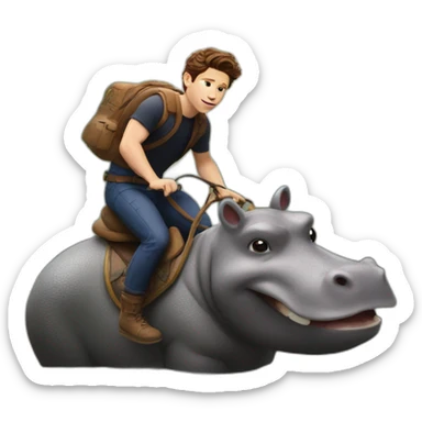 Tom holland riding a hippopotamus sticker