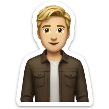 young man with brown/blonde hair, brown eyes, fit, old money style clothes sticker