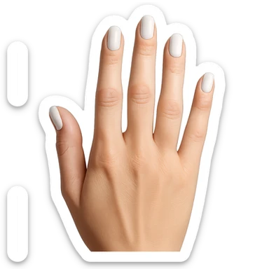 beautiful realistic female hand with five fingers and white manicure sticker