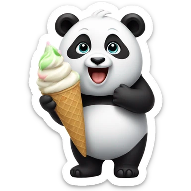 Panda eating ice cream sticker