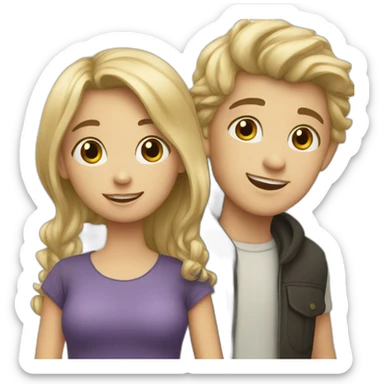Girl with light hair and boy with dark hair sticker