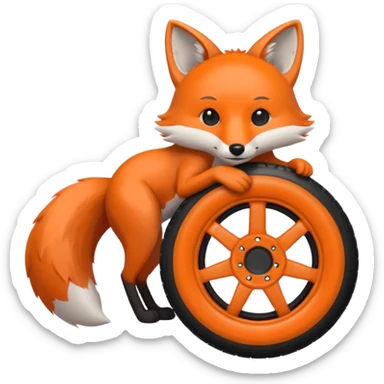 Diseña un Zorro mostrando una llanta  sticker