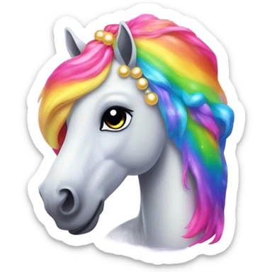 Lisa frank horse with pearls in rainbow hair sticker