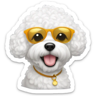 Curly bichon with sunglasses sticker
