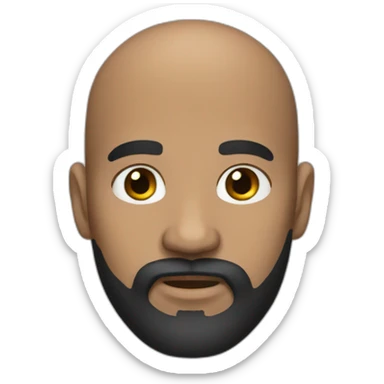 Dark Medium skin bald man with medium long black beard sticker