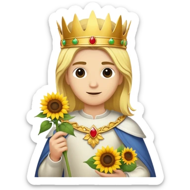 Blonde King holding a sunflower sticker